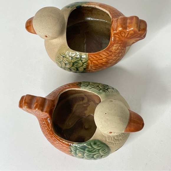 Farmhouse vintage rustic farm primitive cottage clay ceramic ducks birds SET 2 - Picture 10 of 14